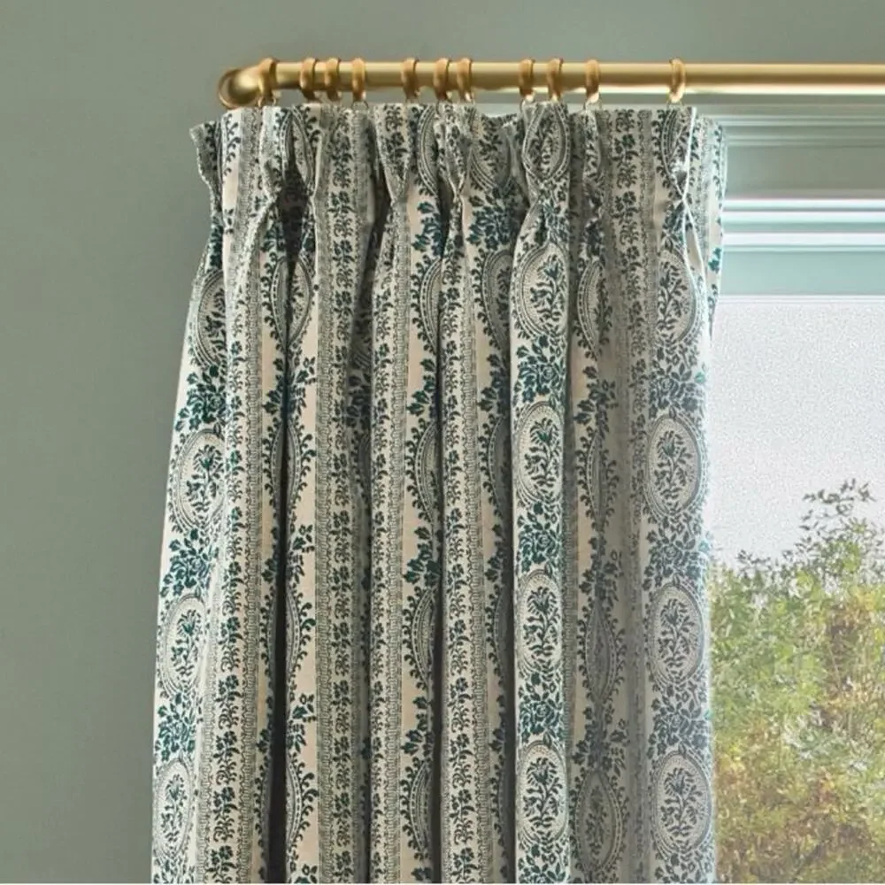 Greenrow Louise Climbing Floral Pleated Window Curtain Panel Emerald 50